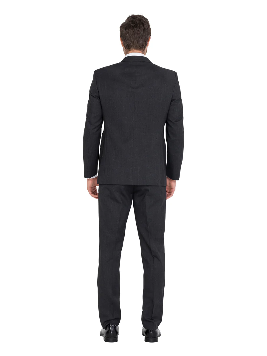 FERRARI FORMALWEAR BARNEY CHARCOAL SELF STRIPE LOUNGE HIRE SUIT - Image 3