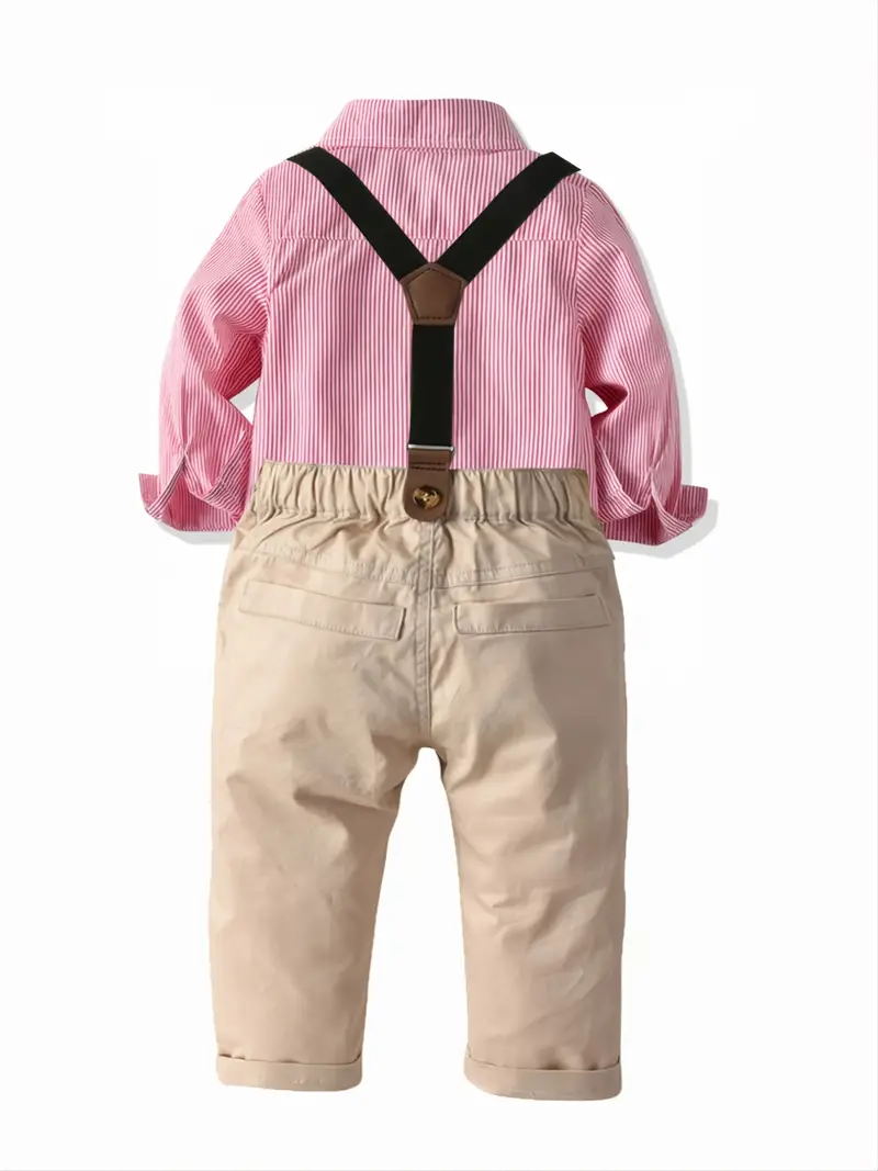 E-MALE 4 Piece Boys Clothing Set - Stone/Red Stripe - Image 2