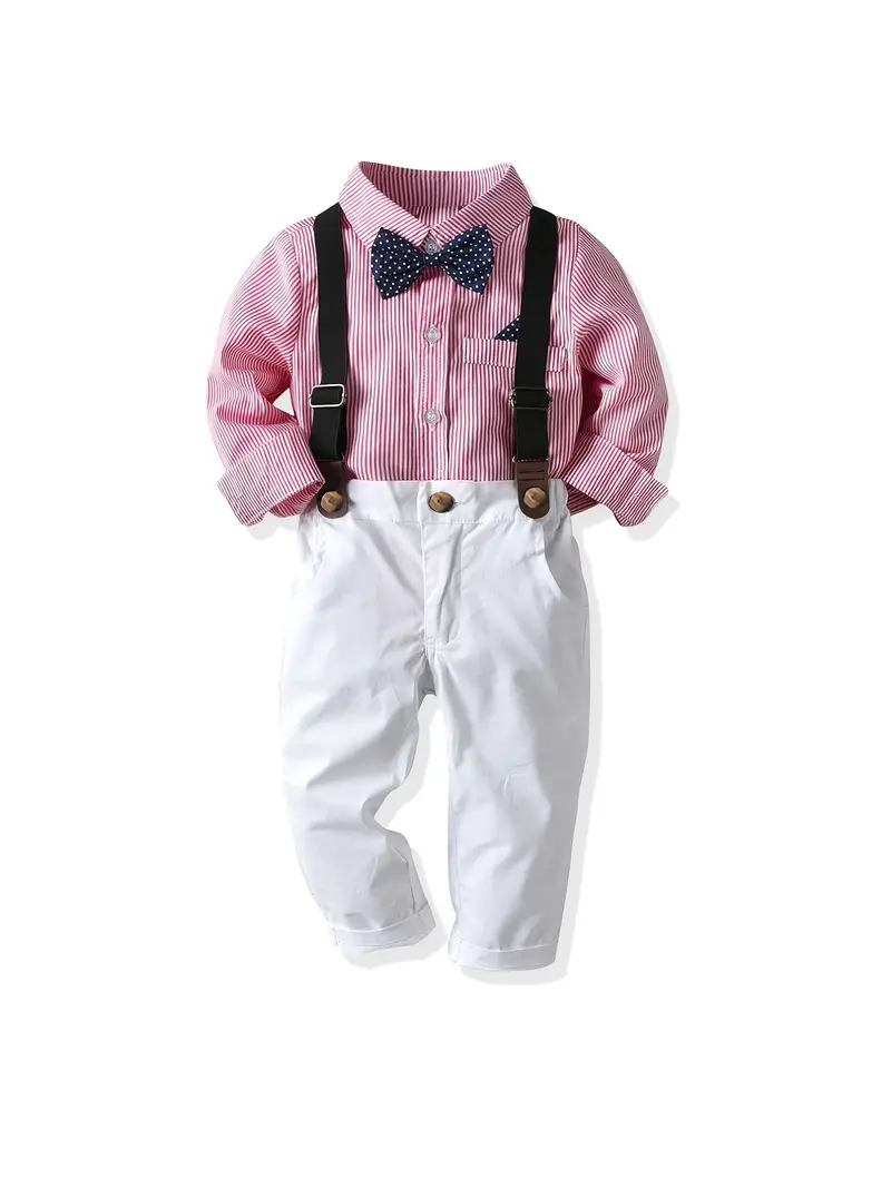 E-MALE 4 Piece Boys Clothing Set - White/Red Stripe
