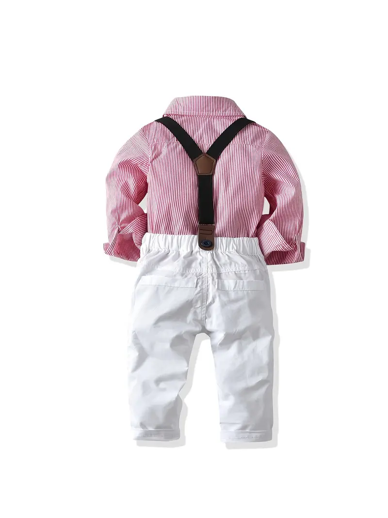 E-MALE 4 Piece Boys Clothing Set - White/Red Stripe - Image 2
