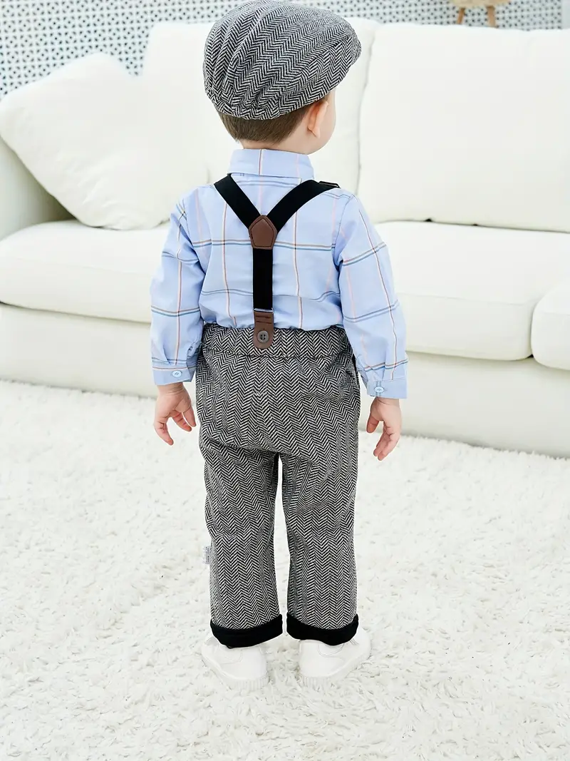 E-MALE 5 Piece Boys Clothing Set - Grey Herringbone/Blue Check - Image 2