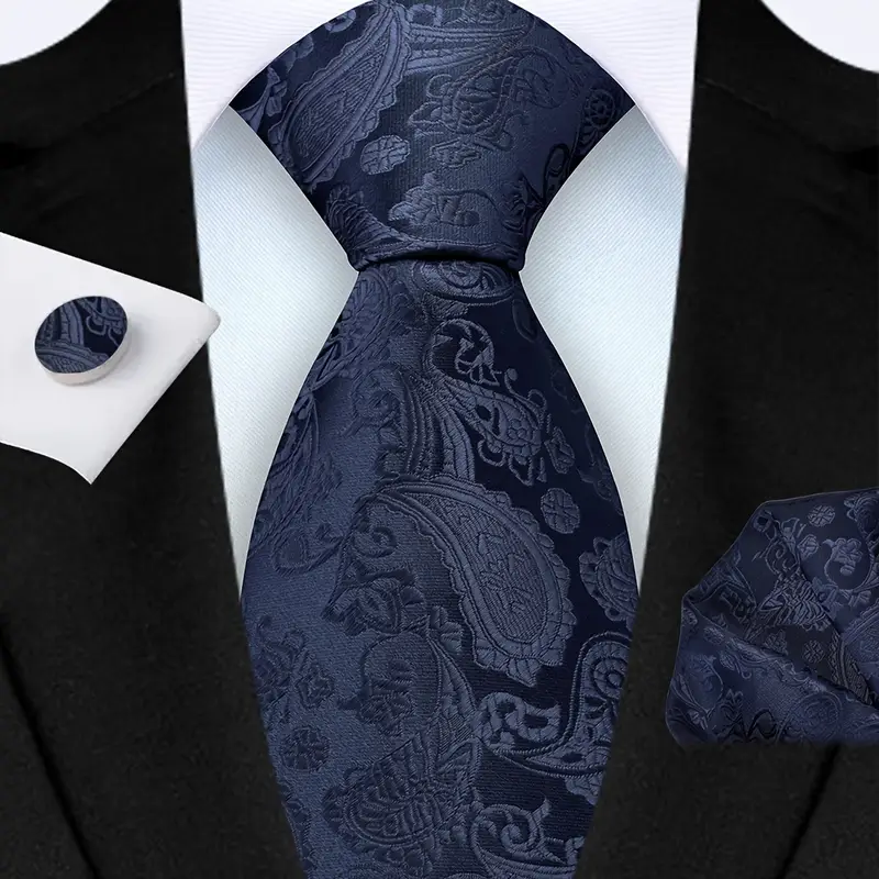 E-MALE Three Piece Tie, Hank + Cufflink Set - Image 4