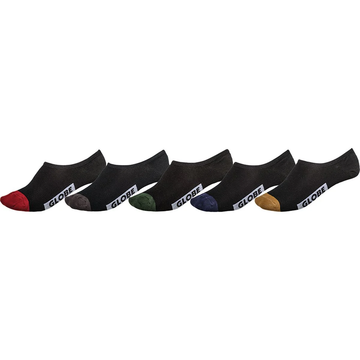 GLOBE Dip Invisible 5 Pack Socks - Black/Assorted