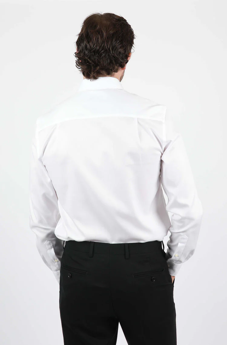 HARDY AMIES HA001SF Herringbone L/S Business Shirt - White - Image 4