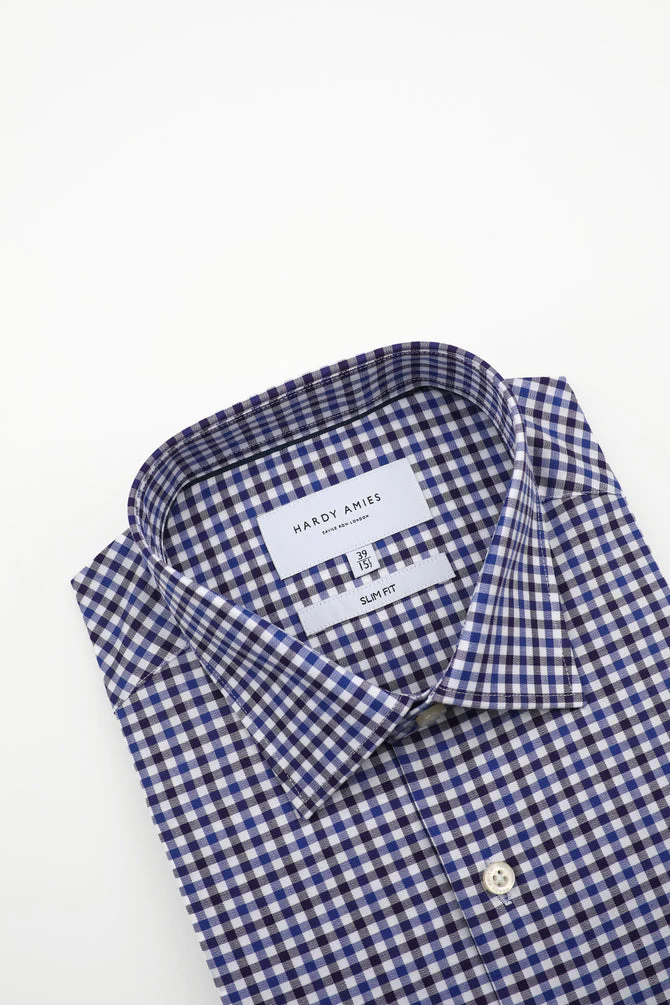 HARDY AMIES HA427SF SLIM FIT SHIRT - Plum - Image 3