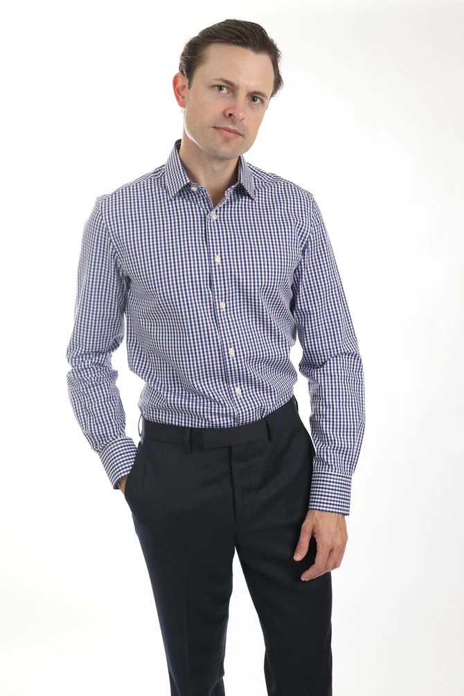 HARDY AMIES HA427SF SLIM FIT SHIRT - Plum - Image 4