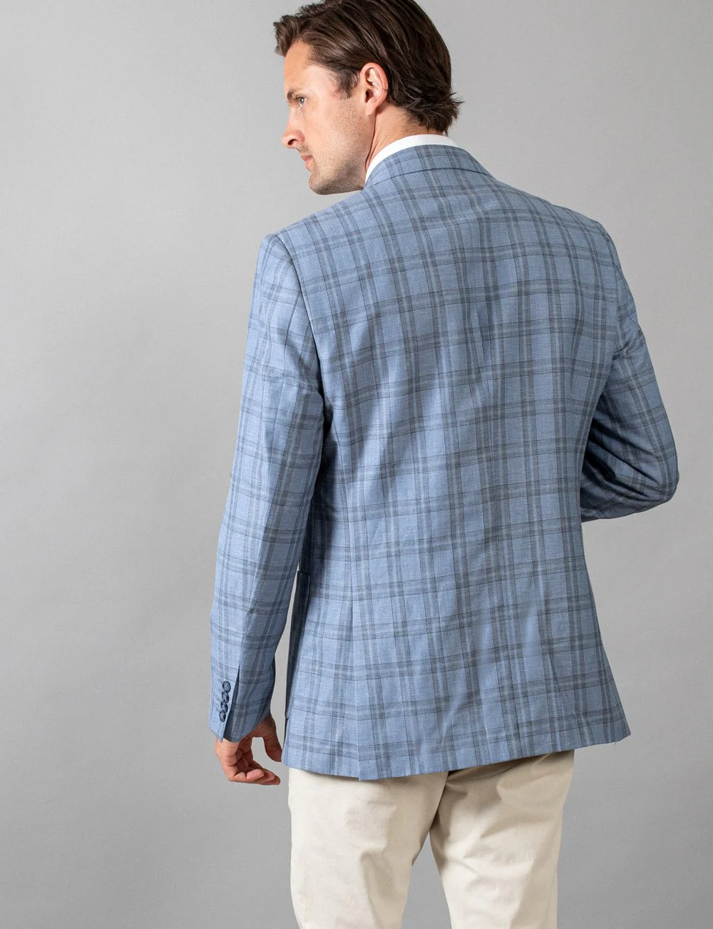 Hardy Amies SPJ005 Light Blue Check Sports Coat - Image 3
