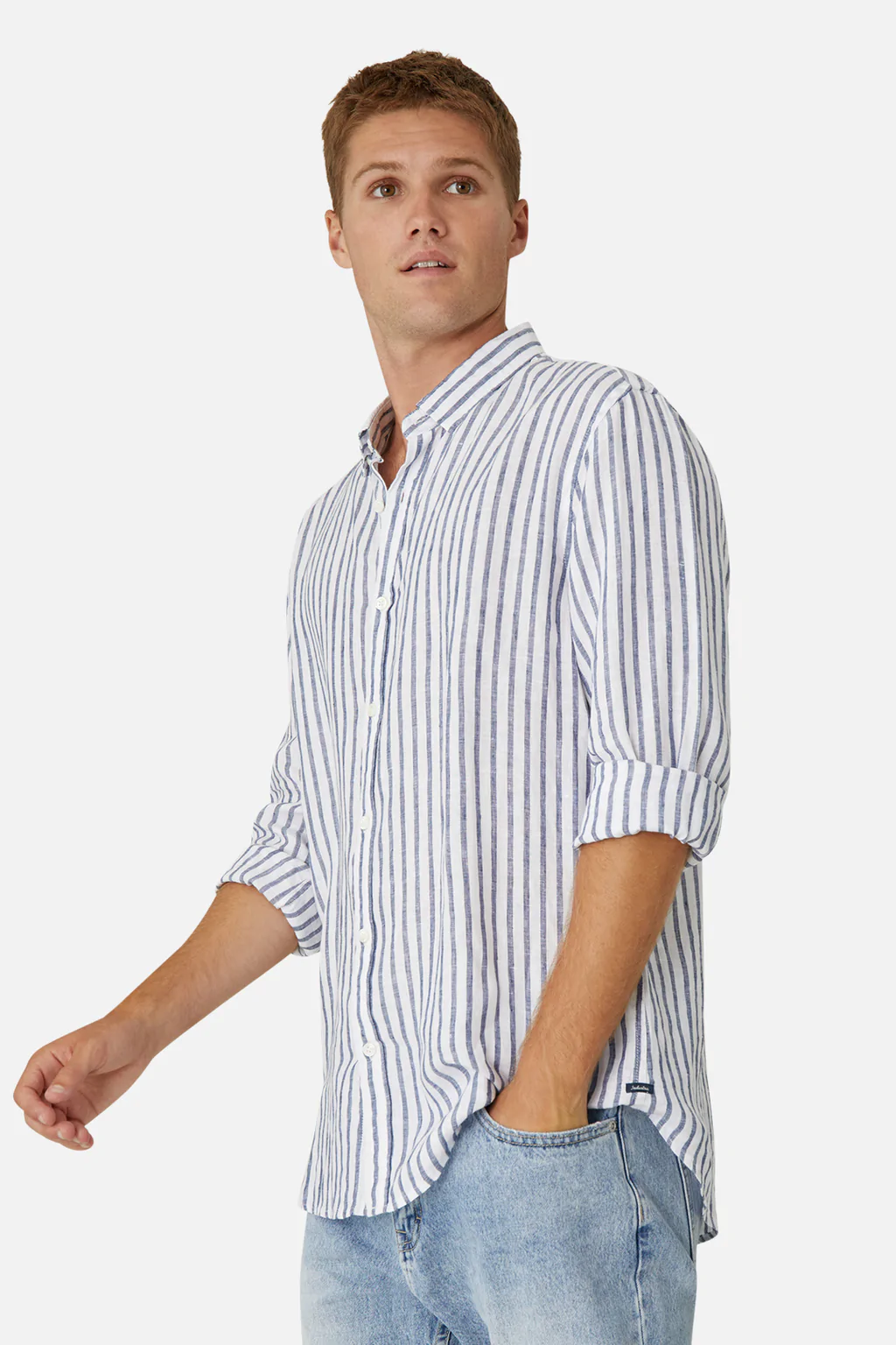 INDUSTRIE THE FELIZ SHIRT - White Navy - Image 3