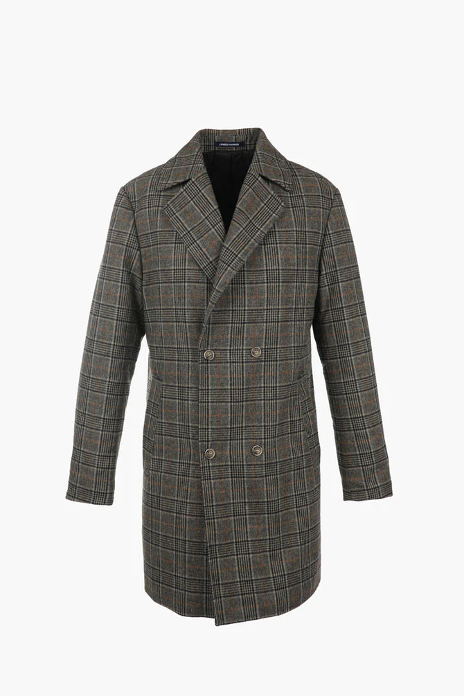 JAMES HARPER CHARCOAL WOOL BLEND DOUBLE BREASTED SHORT PADDED COAT - Image 5
