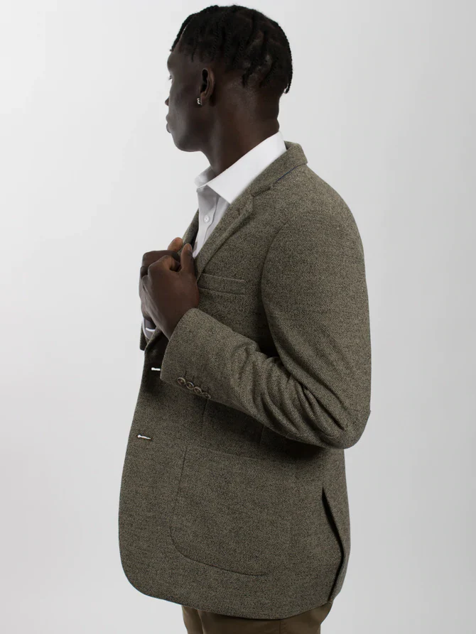 James Harper JHJ63 Textured Unstructured Blazer - Caramel