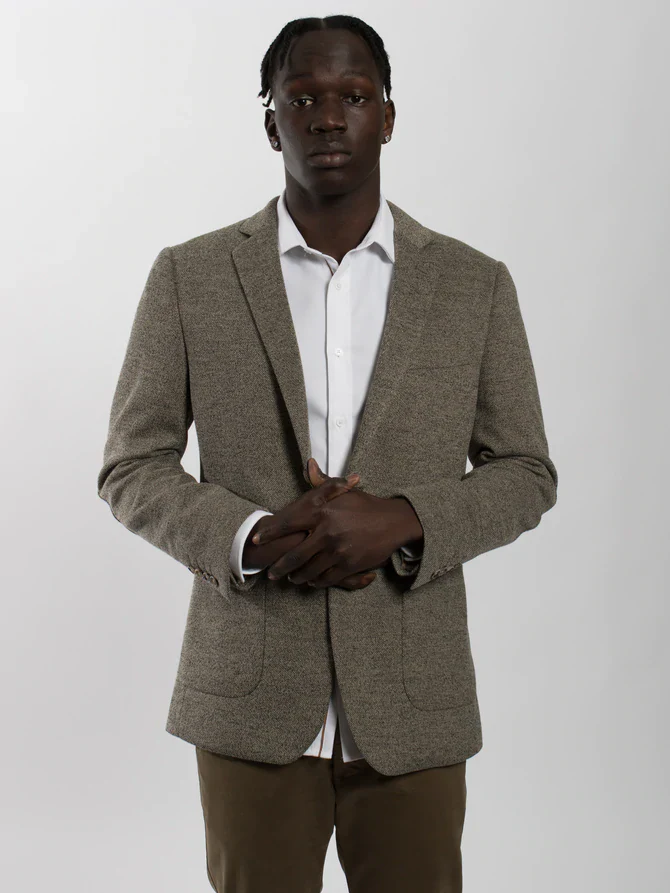 James Harper JHJ63 Textured Unstructured Blazer - Caramel - Image 3
