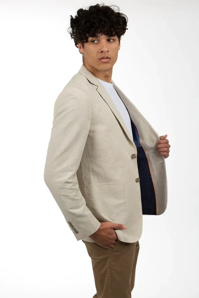 James Harper JHJ68 PATCH POCKET JACKET - Natural Linen - Image 3