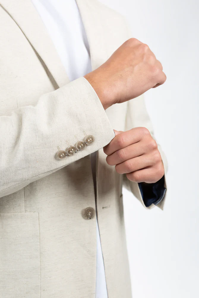 James Harper JHJ68 PATCH POCKET JACKET - Natural Linen - Image 4