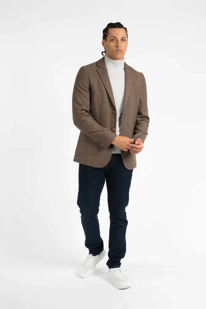 JAMES HARPER JHJ82 WOOL BLEND BLAZER - Brown - Image 2