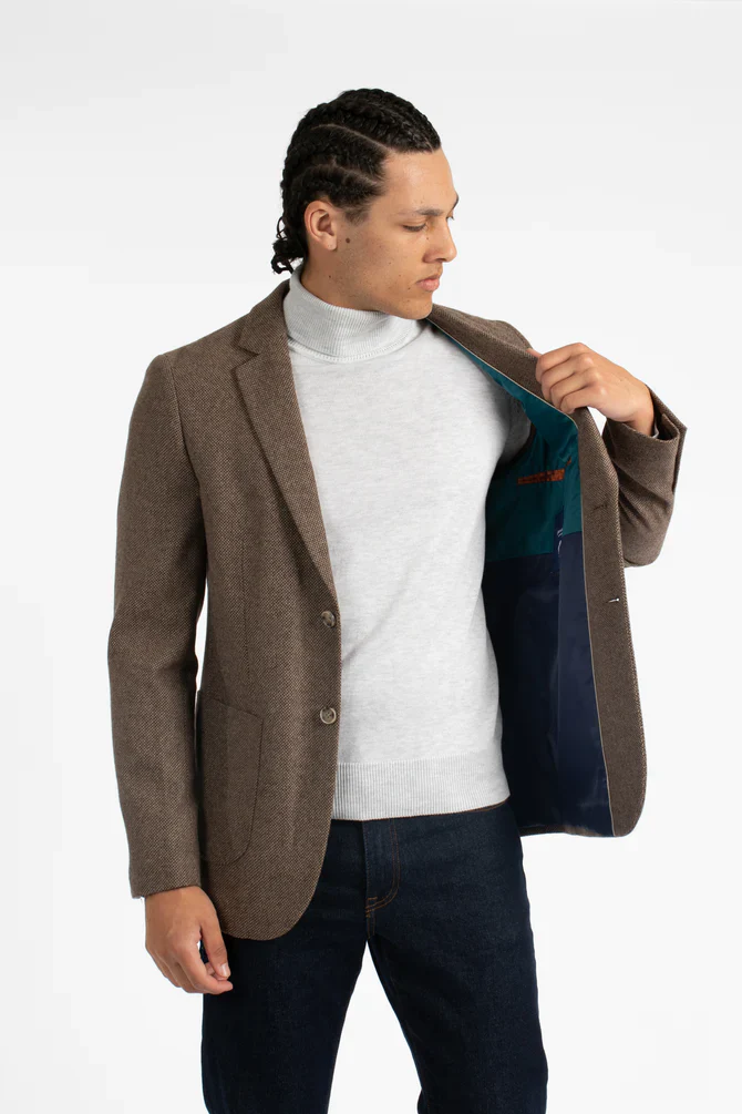 JAMES HARPER JHJ82 WOOL BLEND BLAZER - Brown - Image 3