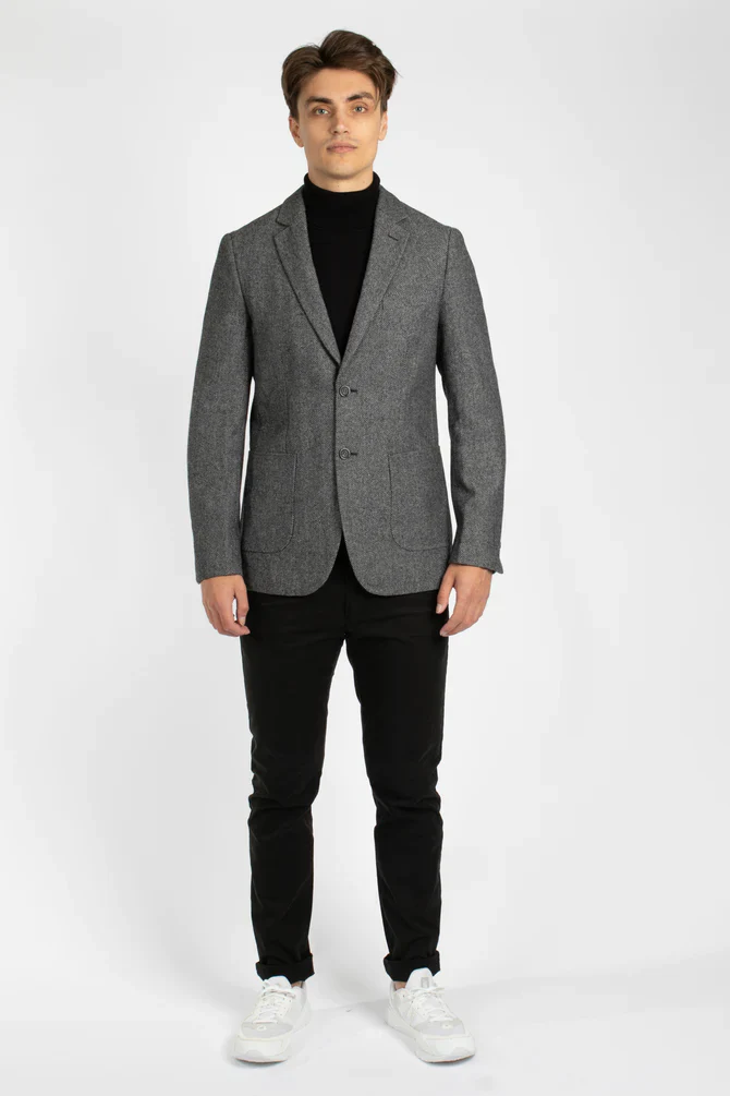 JAMES HARPER JHJ82 WOOL BLEND BLAZER - Charcoal