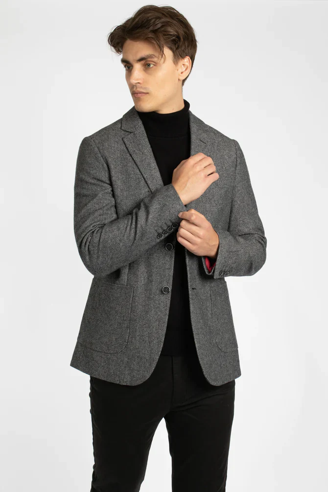 JAMES HARPER JHJ82 WOOL BLEND BLAZER - Charcoal - Image 2