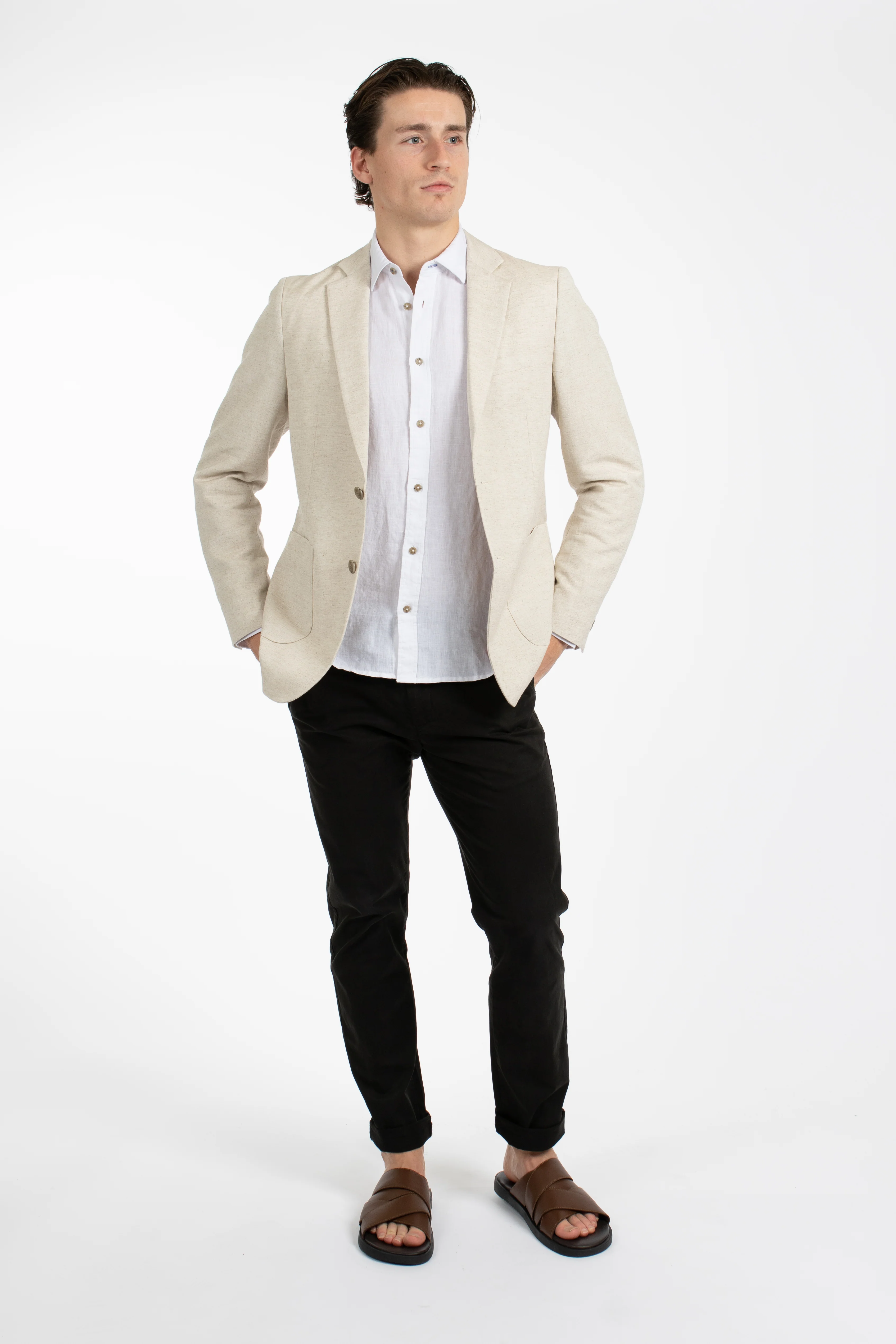 James Harper JHJ97 Linen Blazer - Natural