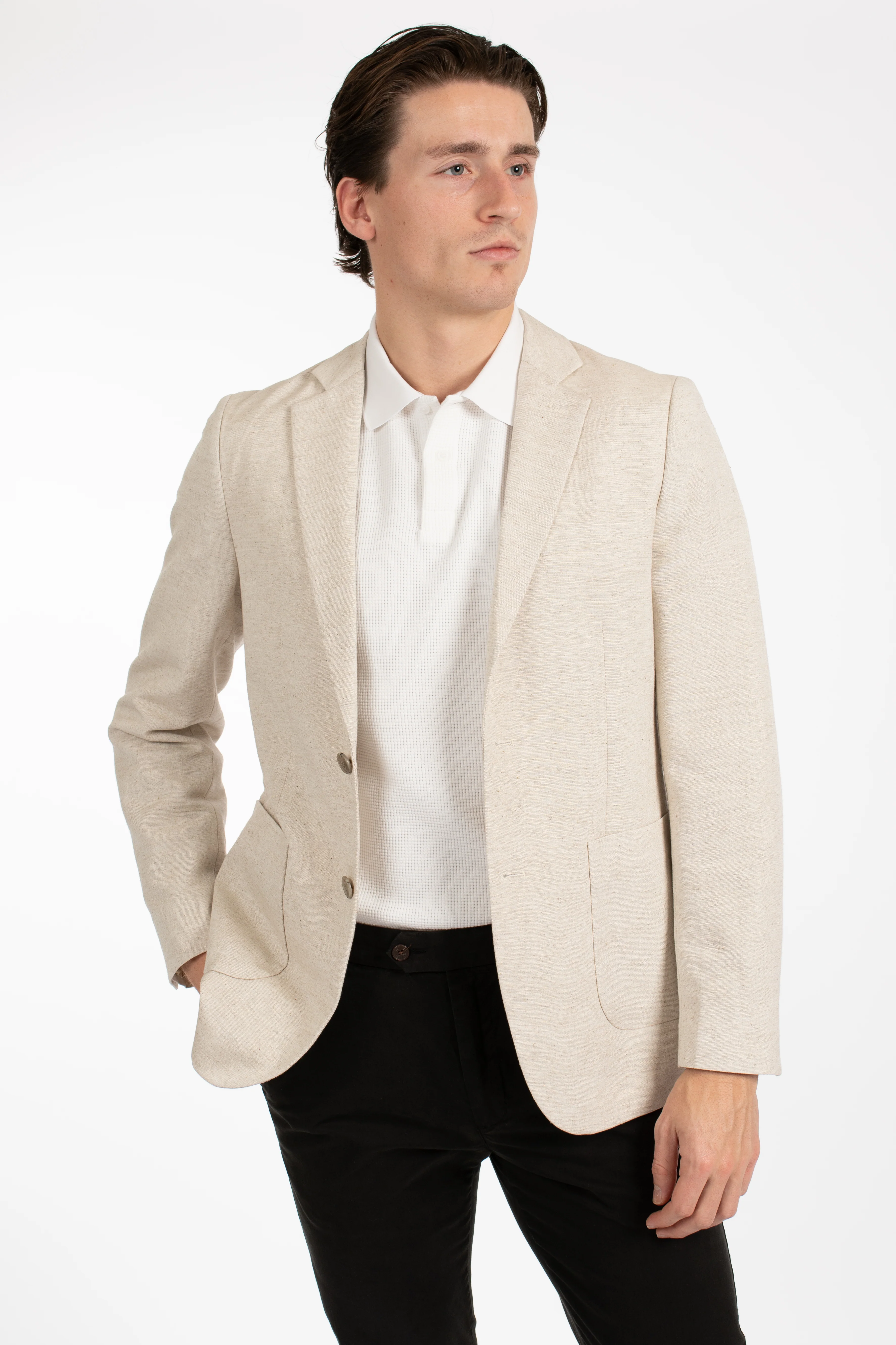 James Harper JHJ97 Linen Blazer - Natural - Image 3