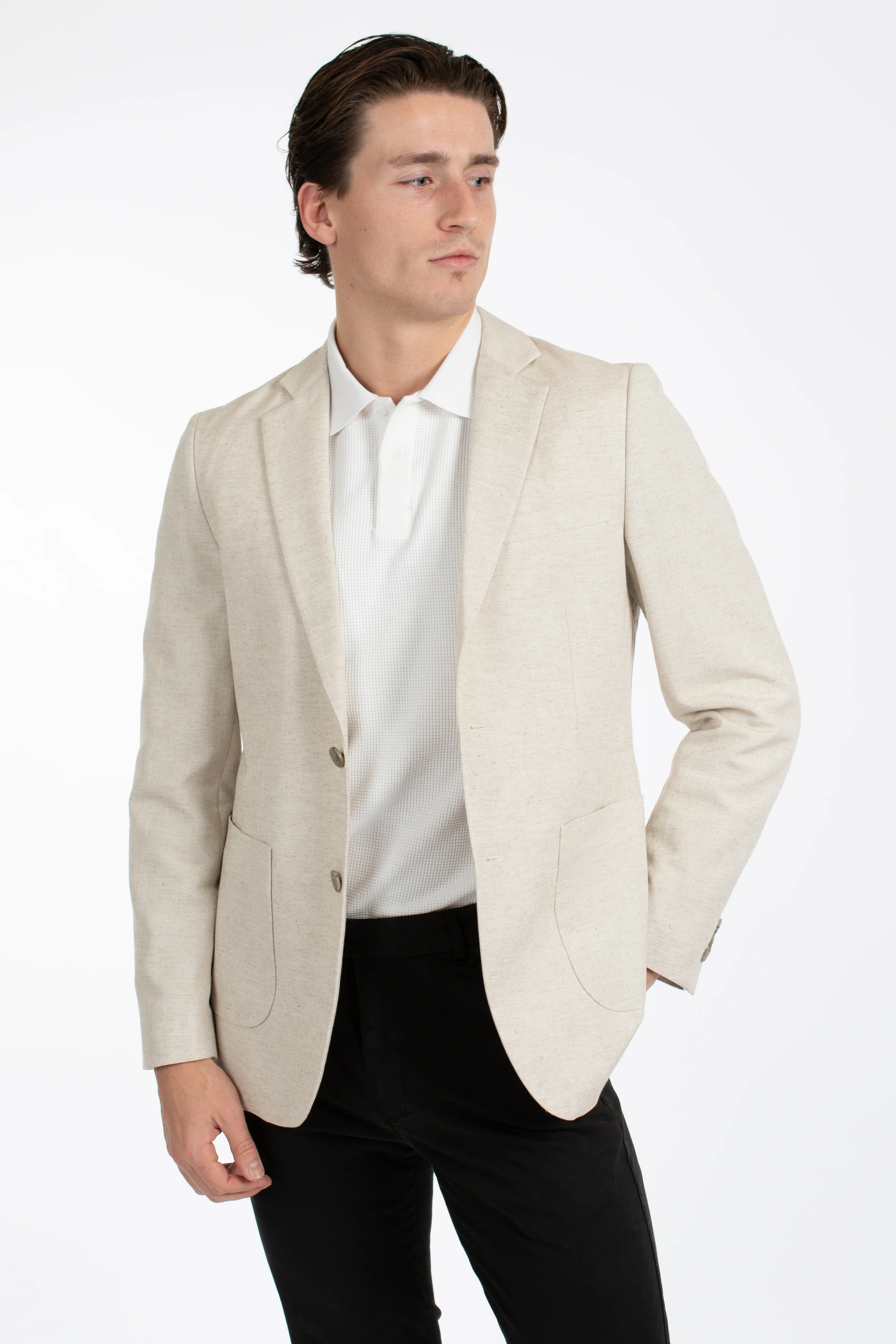 James Harper JHJ97 Linen Blazer - Natural - Image 4