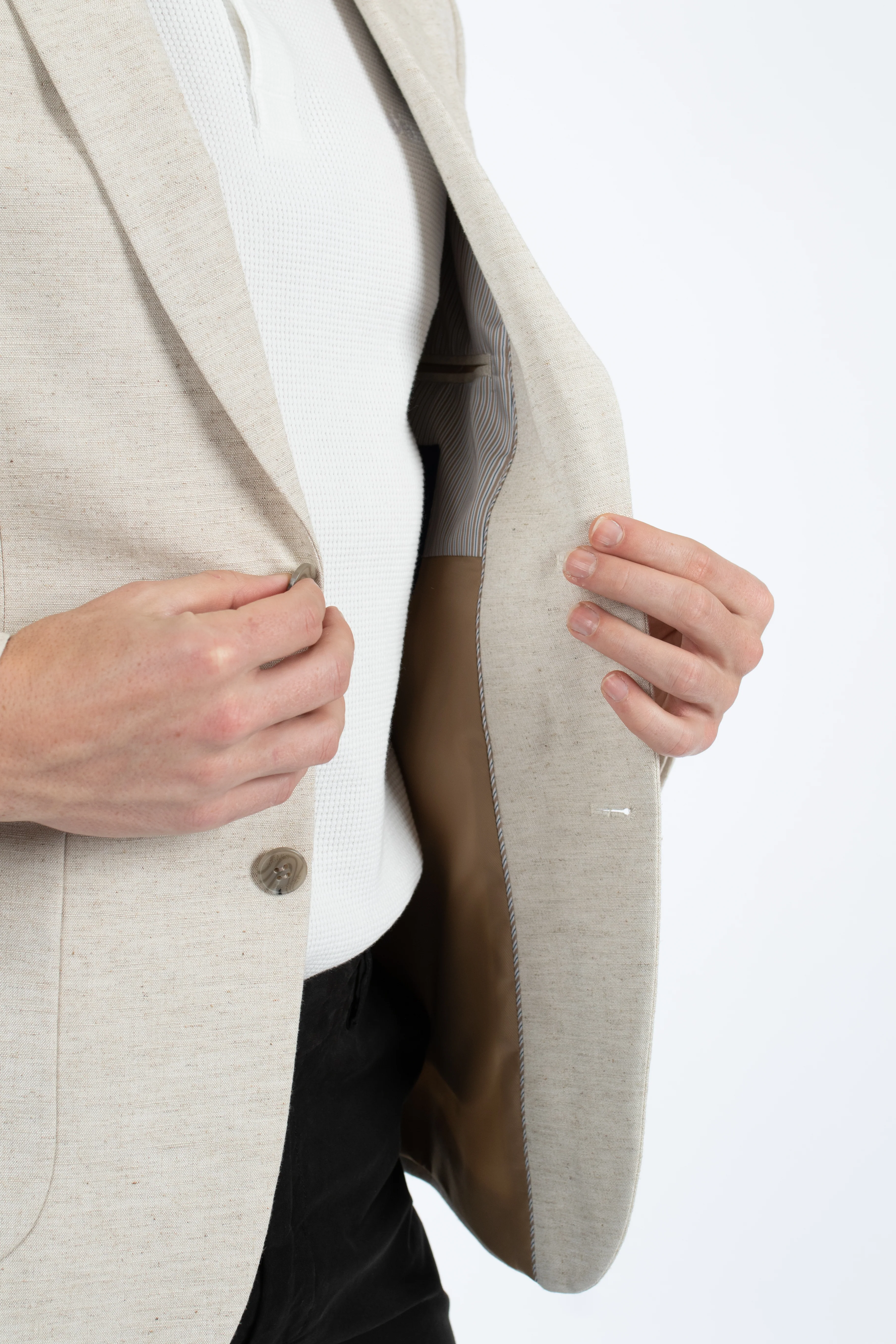 James Harper JHJ97 Linen Blazer - Natural - Image 7
