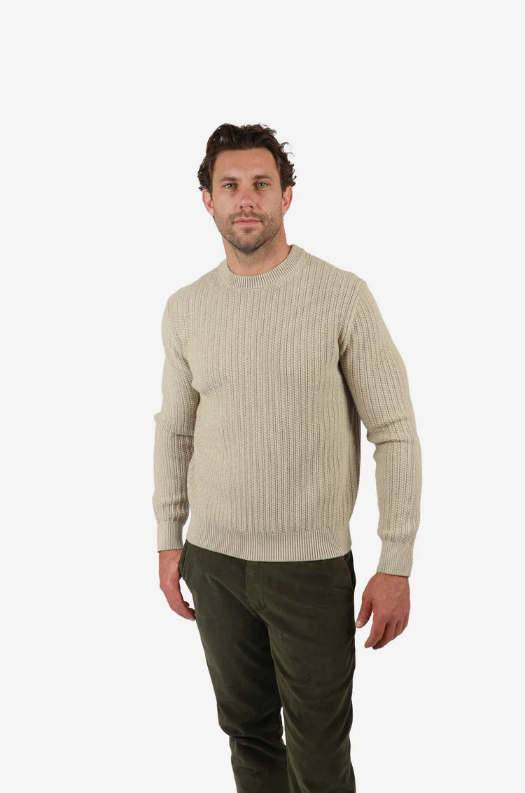 JAMES HARPER JHK68 Chunky Rib Knit Crew Jumper- Natural - Image 2