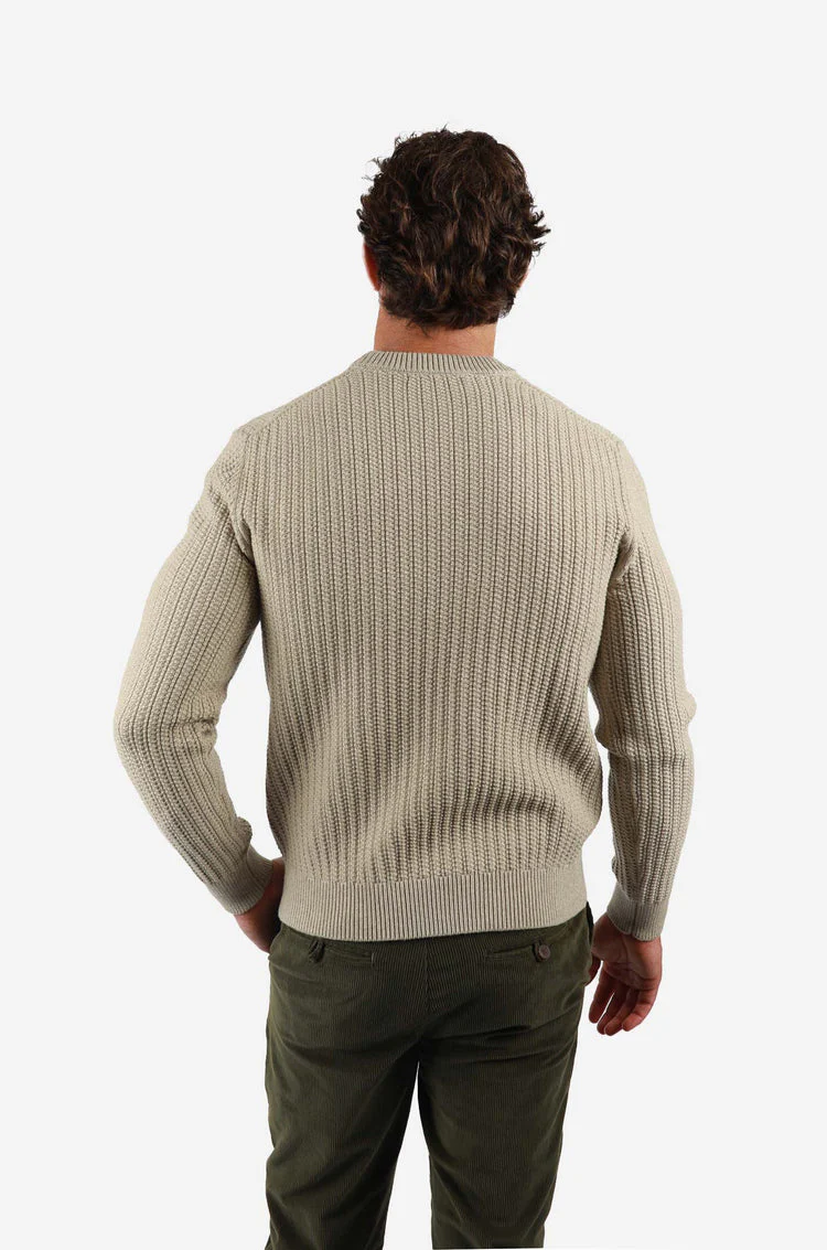 JAMES HARPER JHK68 Chunky Rib Knit Crew Jumper- Natural - Image 3