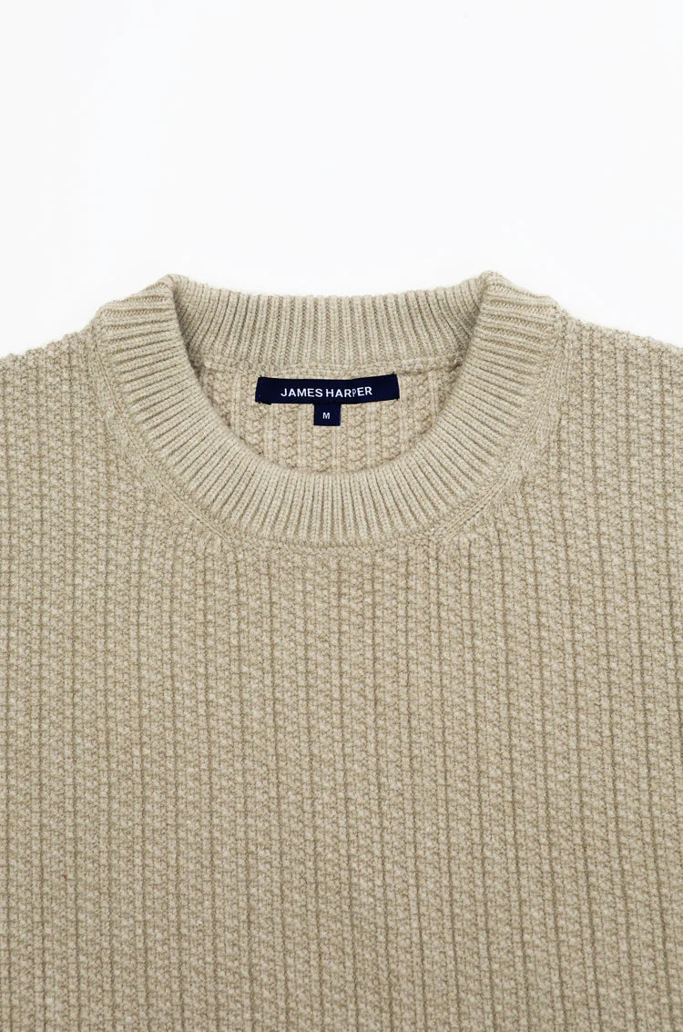 JAMES HARPER JHK68 Chunky Rib Knit Crew Jumper- Natural - Image 4