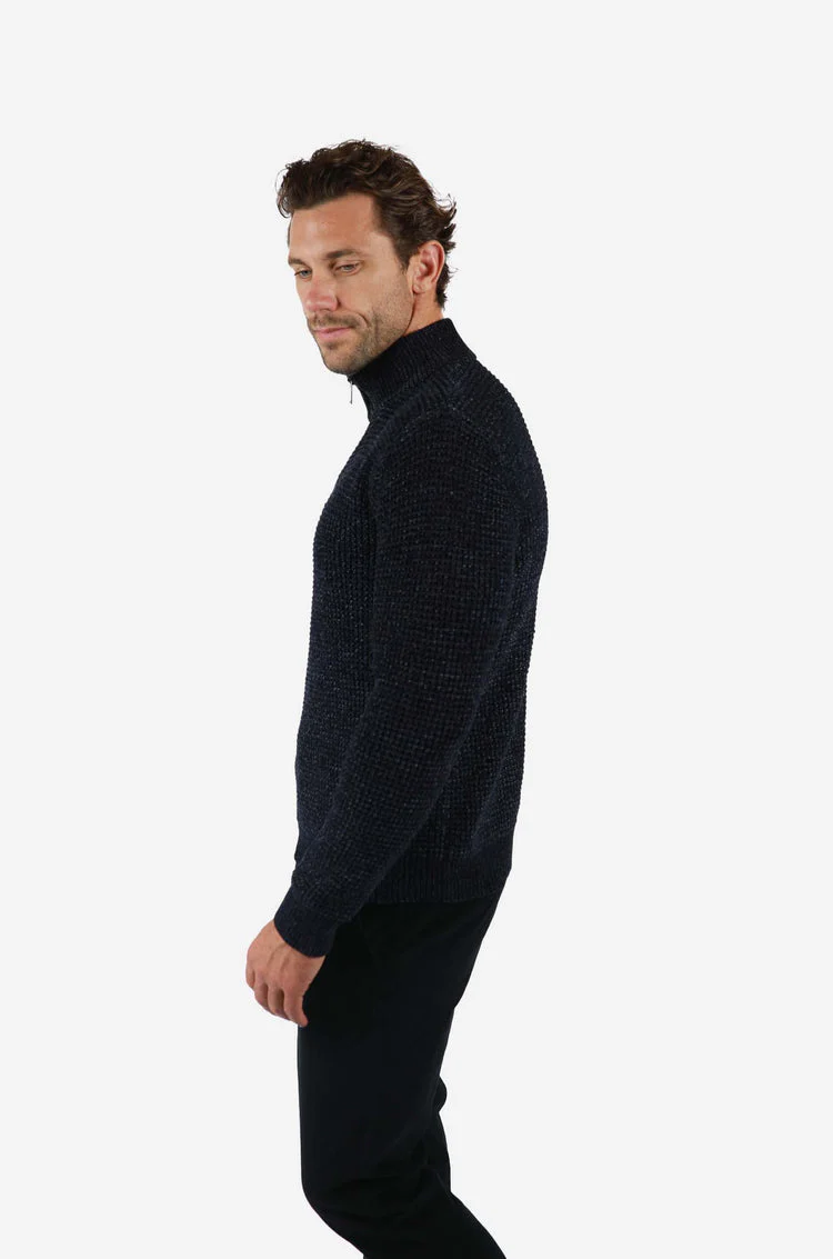 JAMES HARPER JHK72 1/4 Zip Fleck Knitwear - Navy - Image 3