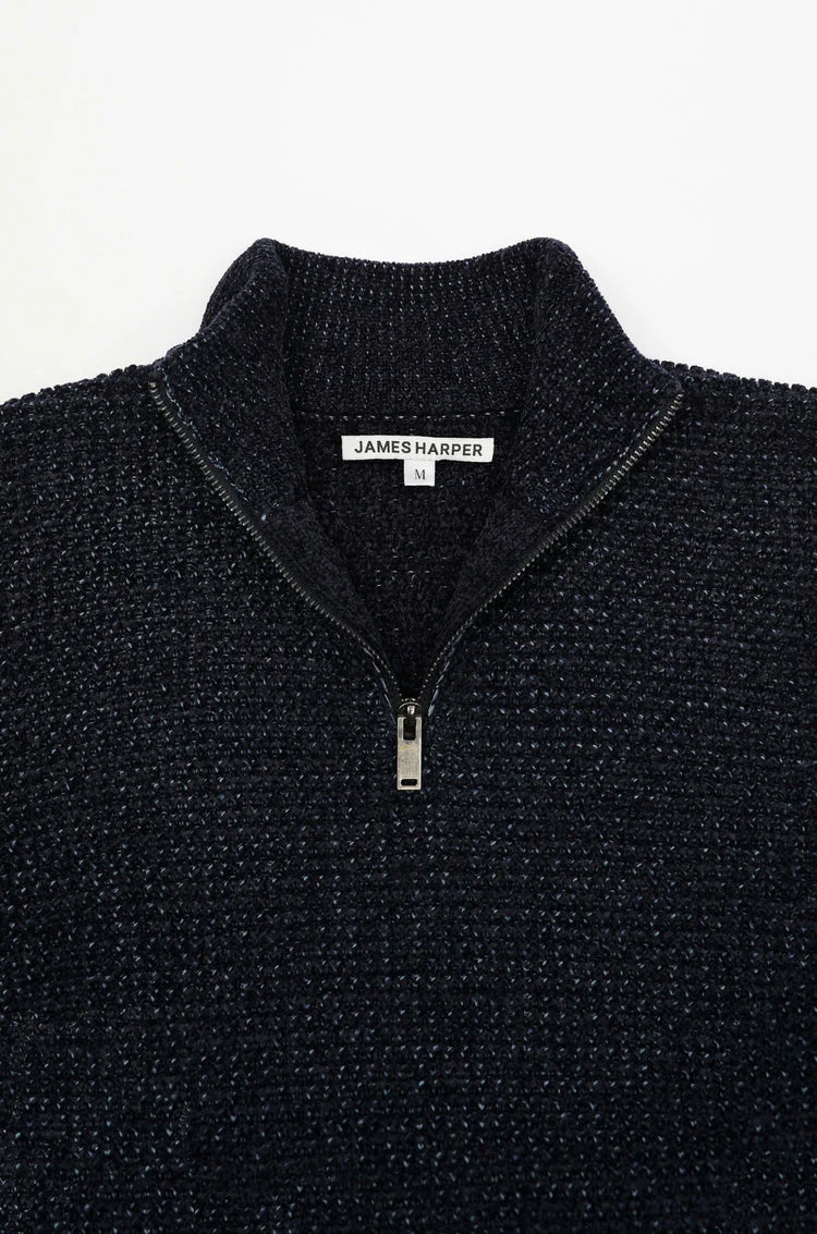 JAMES HARPER JHK72 1/4 Zip Fleck Knitwear - Navy - Image 5