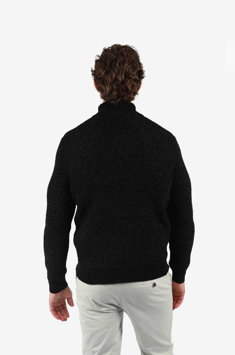 JAMES HARPER JHK72 1/4 Zip Fleck Knitwear - Black - Image 3
