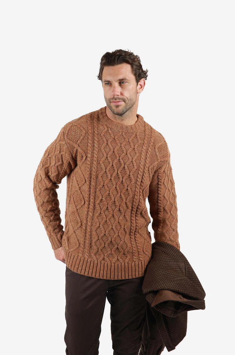 JAMES HARPER JHK73 Cable Crew Knitwear - Latte - Image 2