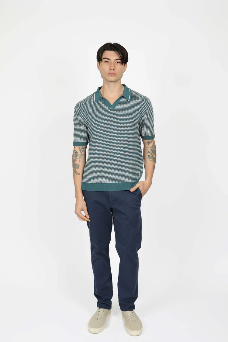 JAMES HARPER JHK78 Open Neck Polo Knit Shirt - Forest - Image 2