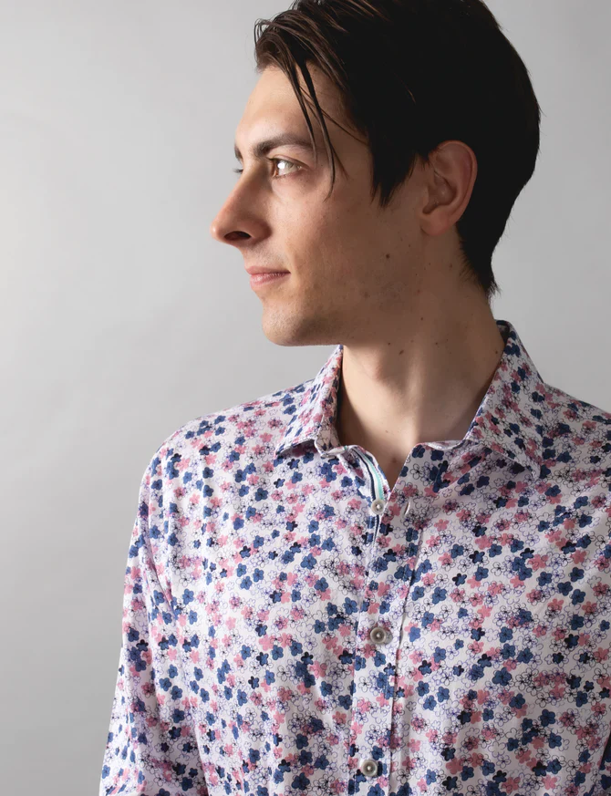 James Harper JHS278 Ditsy Floral Print Shirt - Image 3