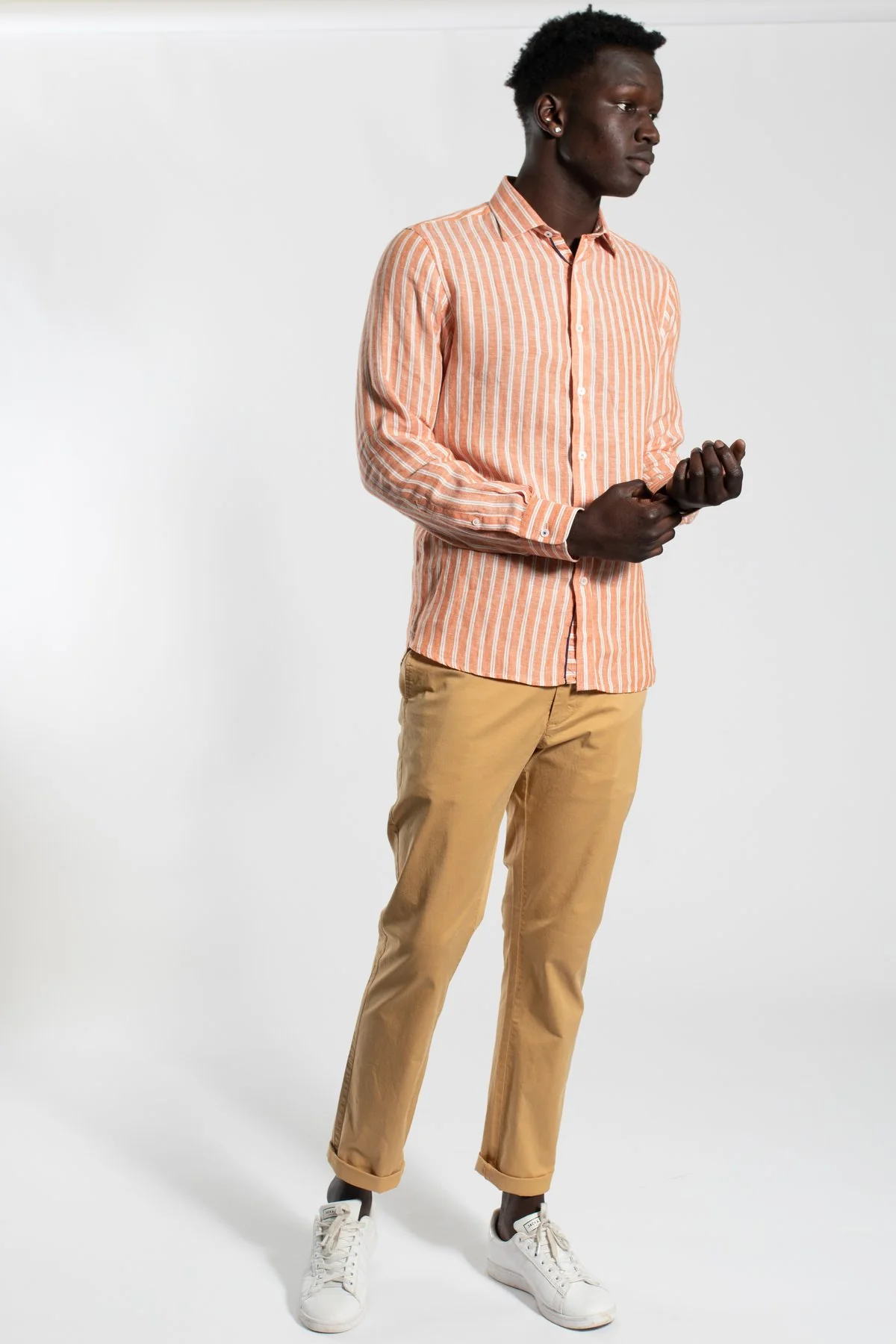 JAMES HARPER JHS386 DOUBLE STRIPE LINEN SHIRT - Koi