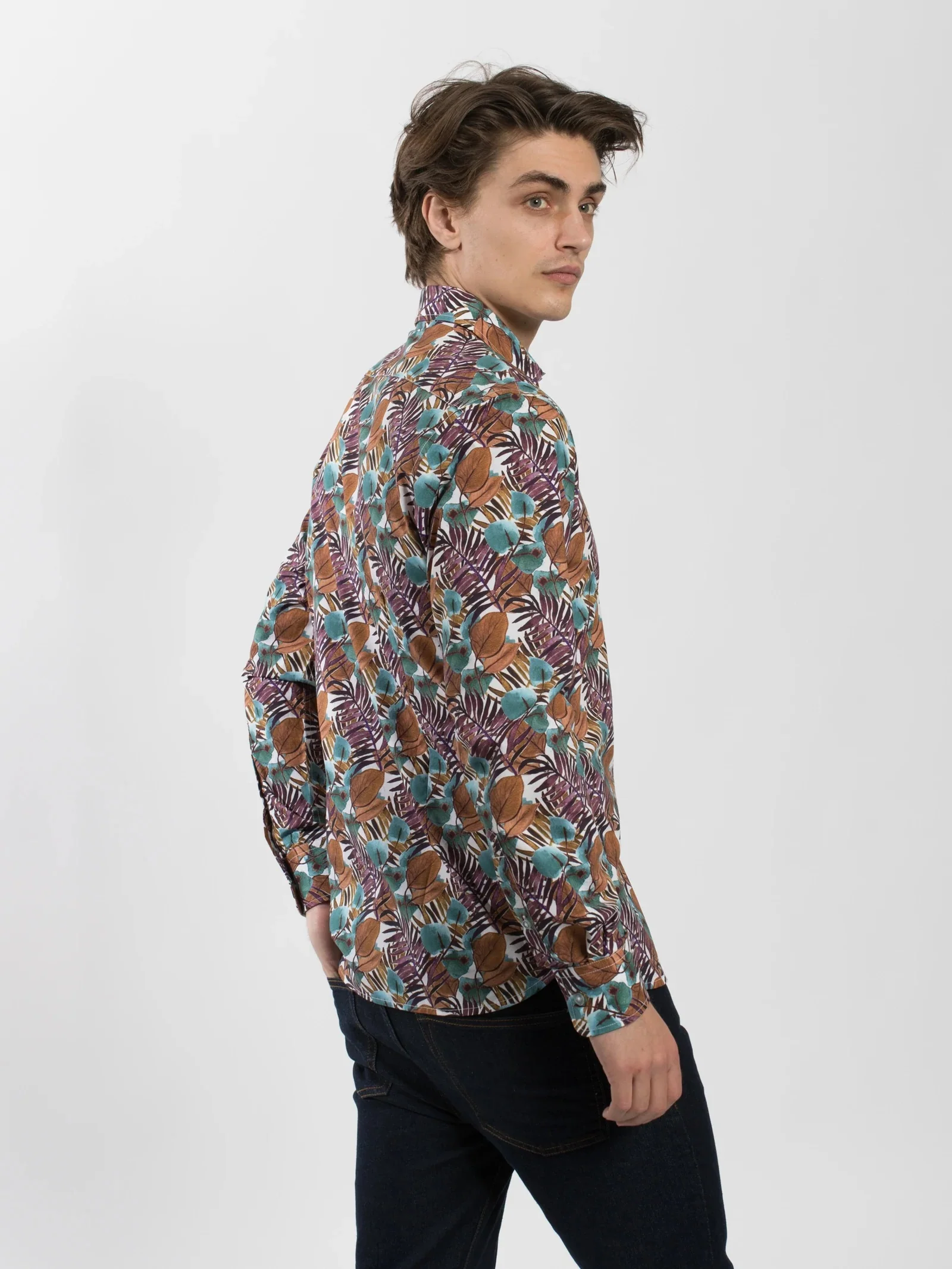 James Harper JHS412 Foliage Long Sleeve Shirt - Rhubarb - Image 3