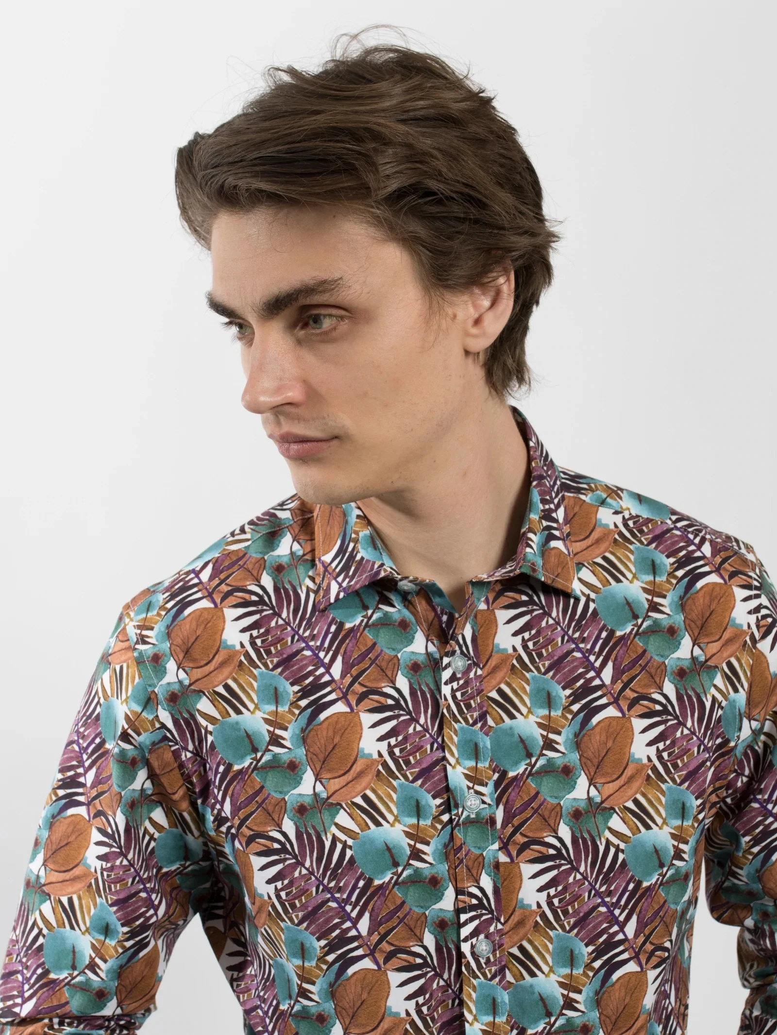 James Harper JHS412 Foliage Long Sleeve Shirt - Rhubarb - Image 5
