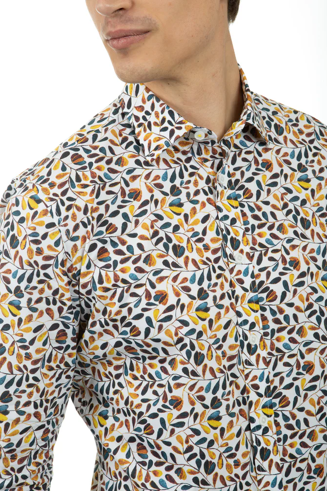 James Harper JHS445 L/S Oval Leaf Poplin Shirt - Image 2