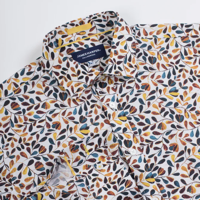 James Harper JHS445 L/S Oval Leaf Poplin Shirt - Image 3