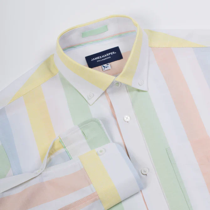JAMES HARPER JHS470 LONG SLEEVE BOLD STRIPE OXFORD SHIRT - Multi - Image 2
