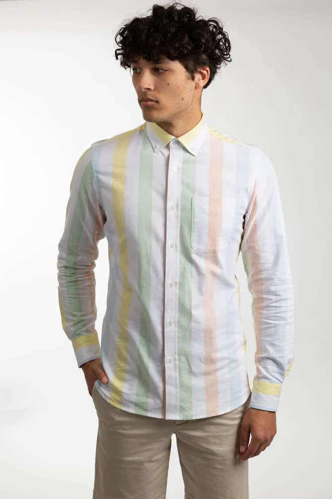 JAMES HARPER JHS470 LONG SLEEVE BOLD STRIPE OXFORD SHIRT - Multi - Image 3