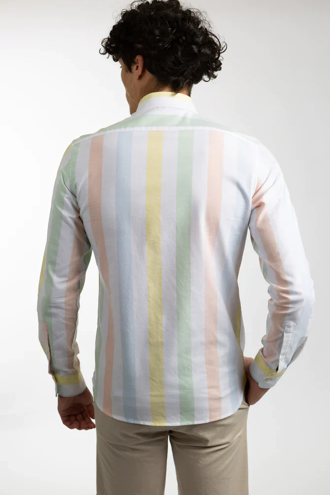 JAMES HARPER JHS470 LONG SLEEVE BOLD STRIPE OXFORD SHIRT - Multi - Image 5