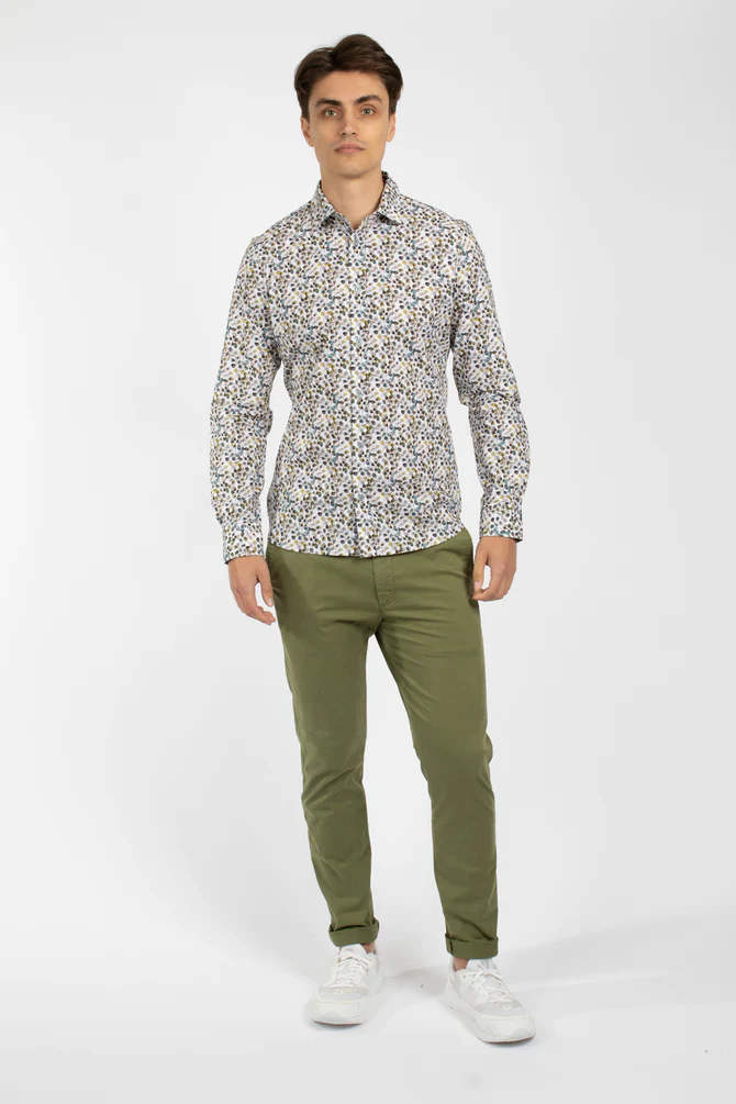 JAMES HARPER JHS480 FERN COTTON POPLIN SHIRT - Olive - Image 2