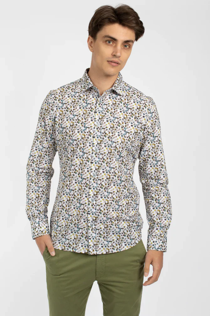 JAMES HARPER JHS480 FERN COTTON POPLIN SHIRT - Olive - Image 3