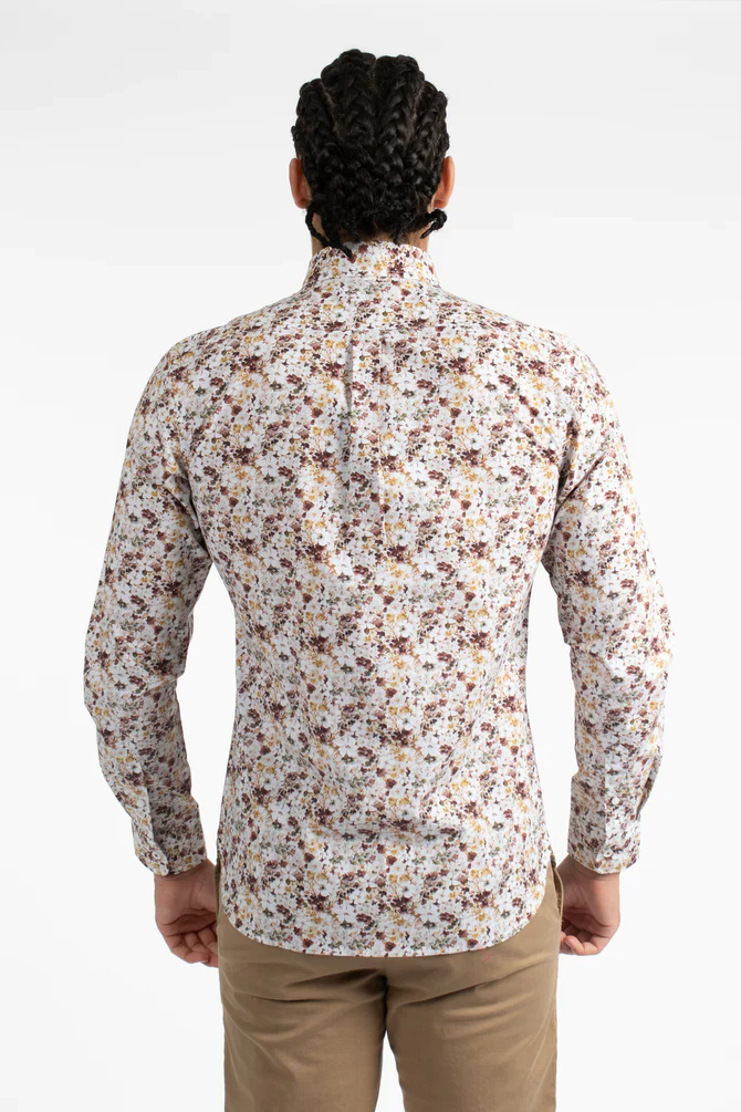 JAMES HARPER JHS485 FLORAL FUSION COTTON POPLIN SHIRT - Brown - Image 6