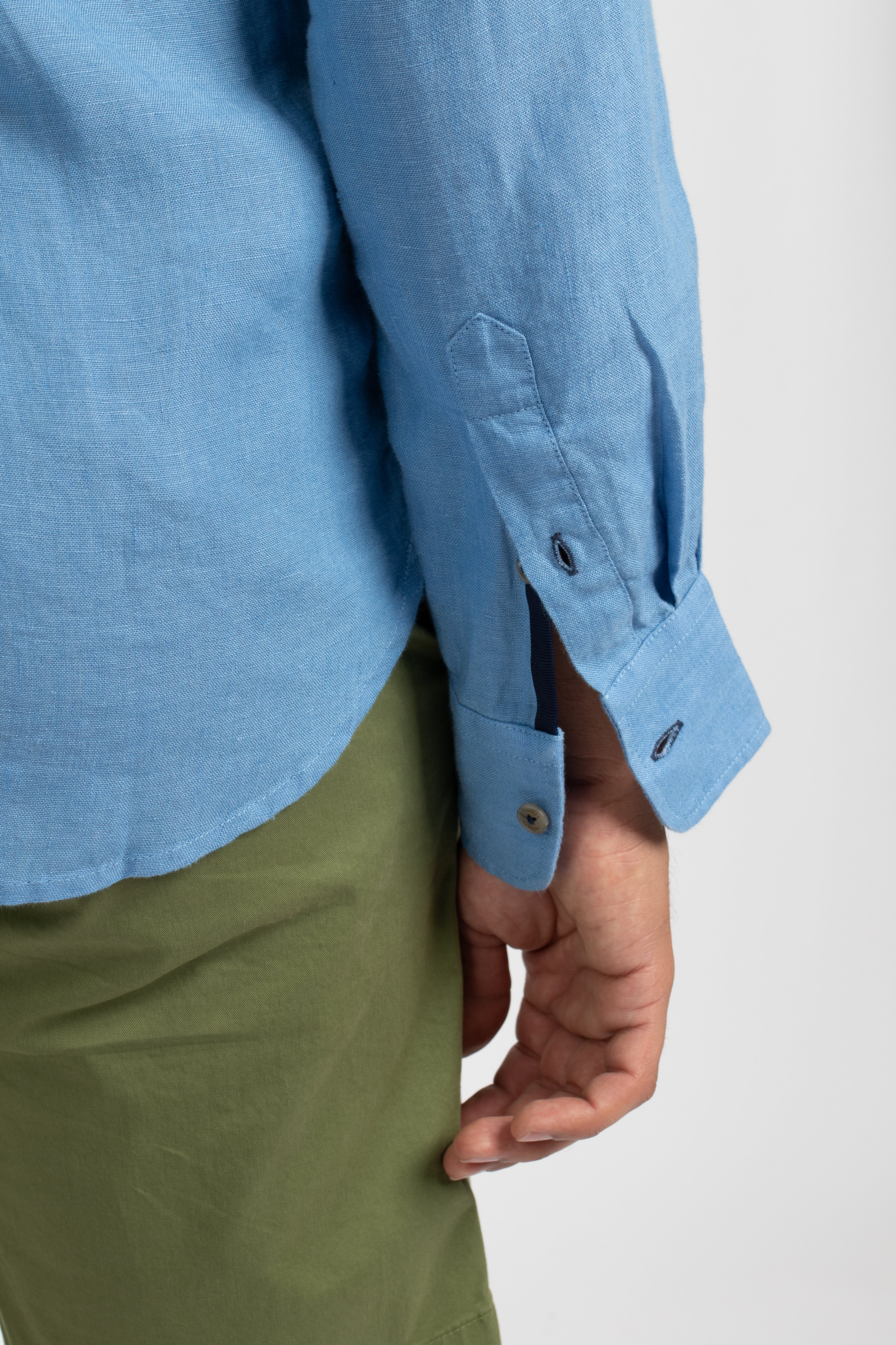 James Harper JHS500 L/S Linen Shirt - Mid Blue - Image 4