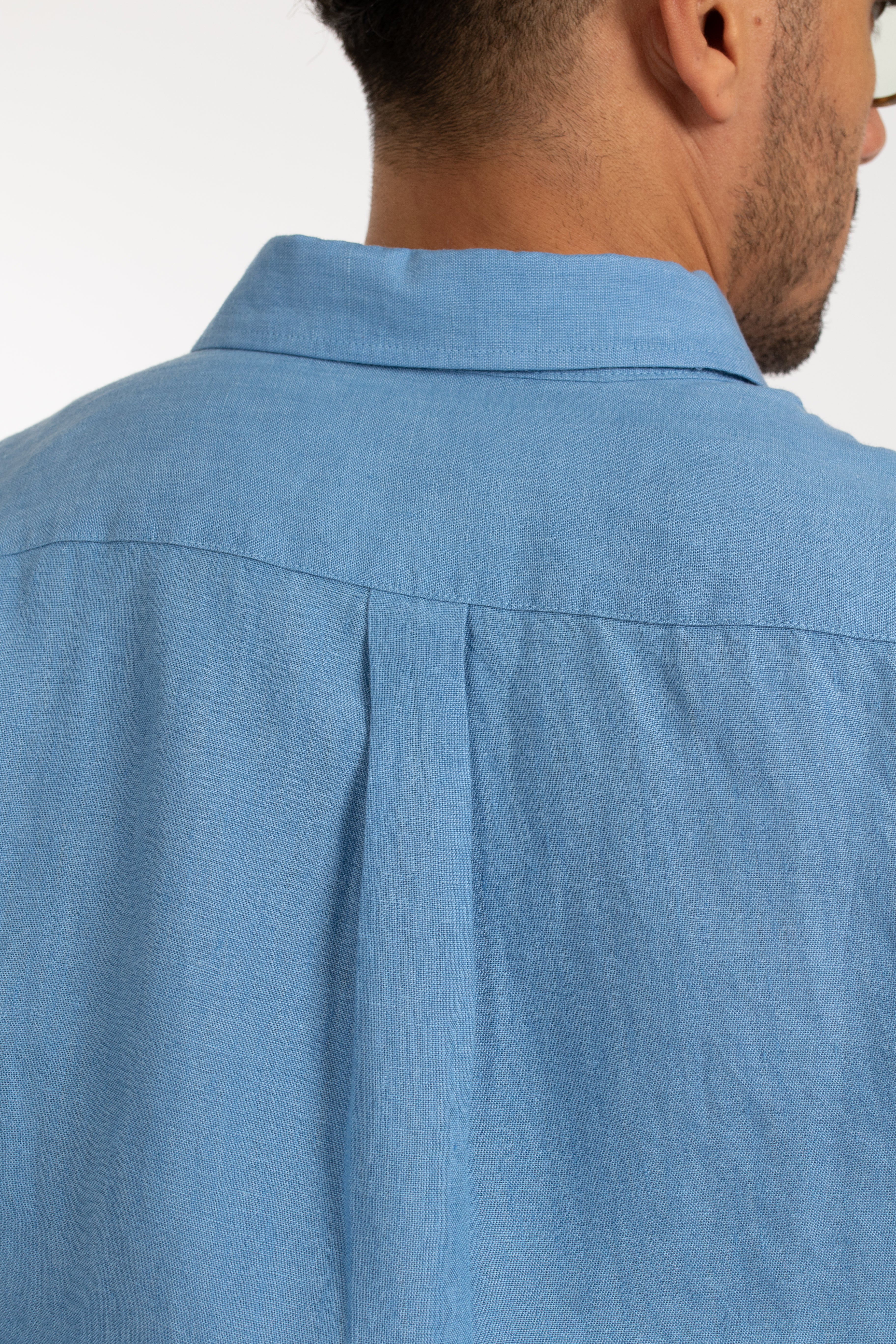 James Harper JHS500 L/S Linen Shirt - Mid Blue - Image 7