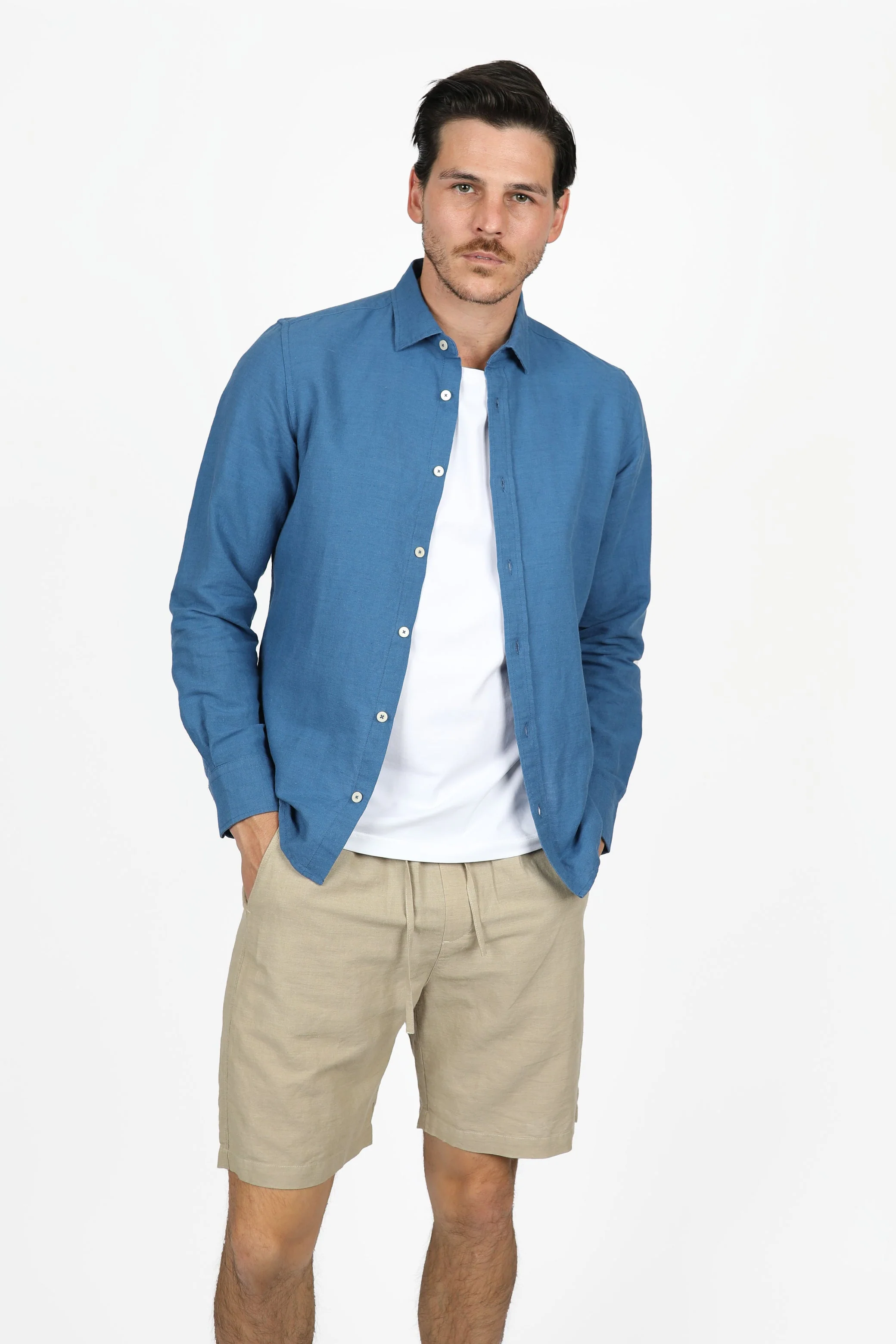 James Harper JHS554 Long Sleeve Shirt - French Blue - Image 2