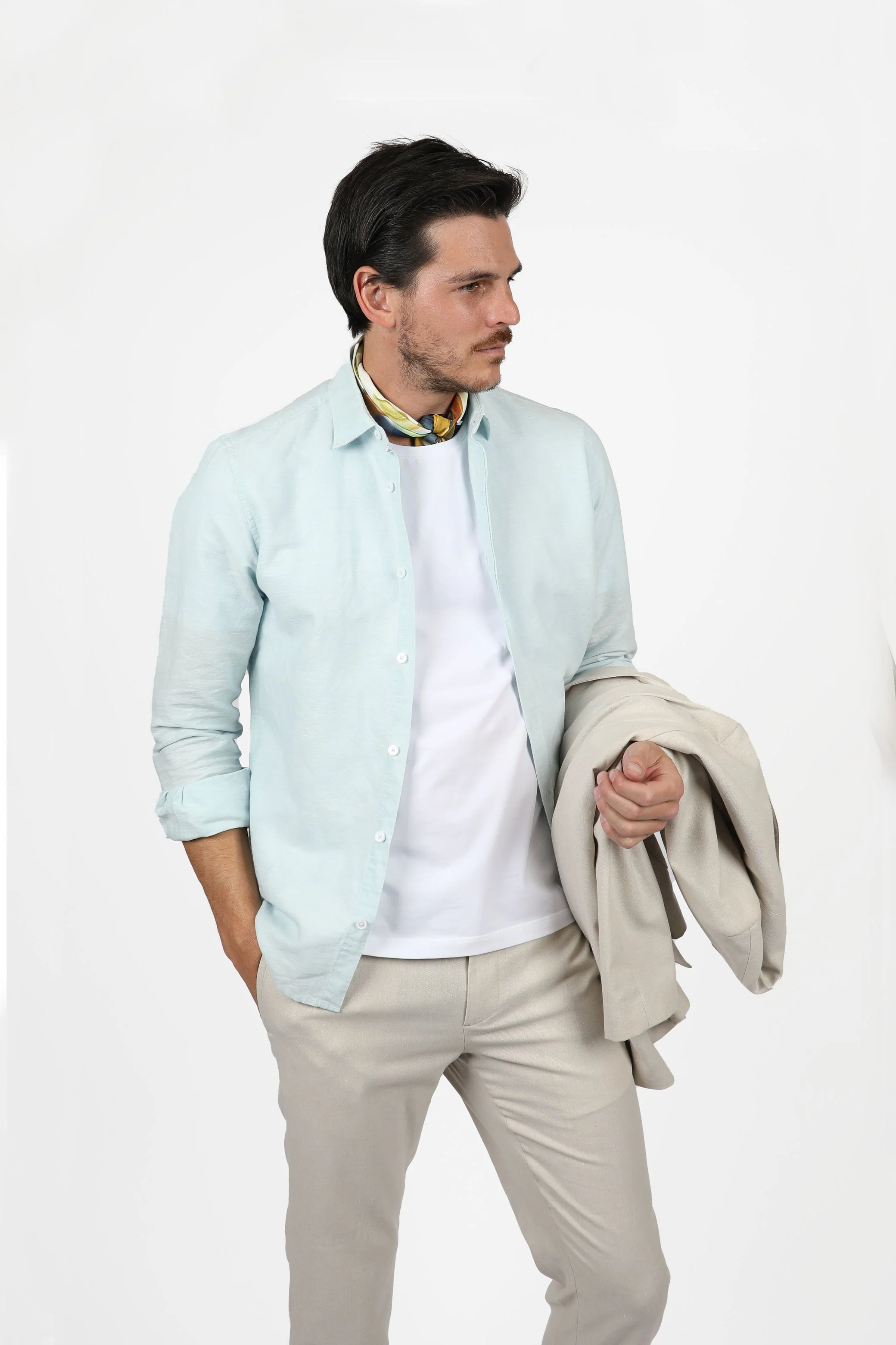 James Harper JHS554 Long Sleeve Shirt - Ice Blue - Image 3