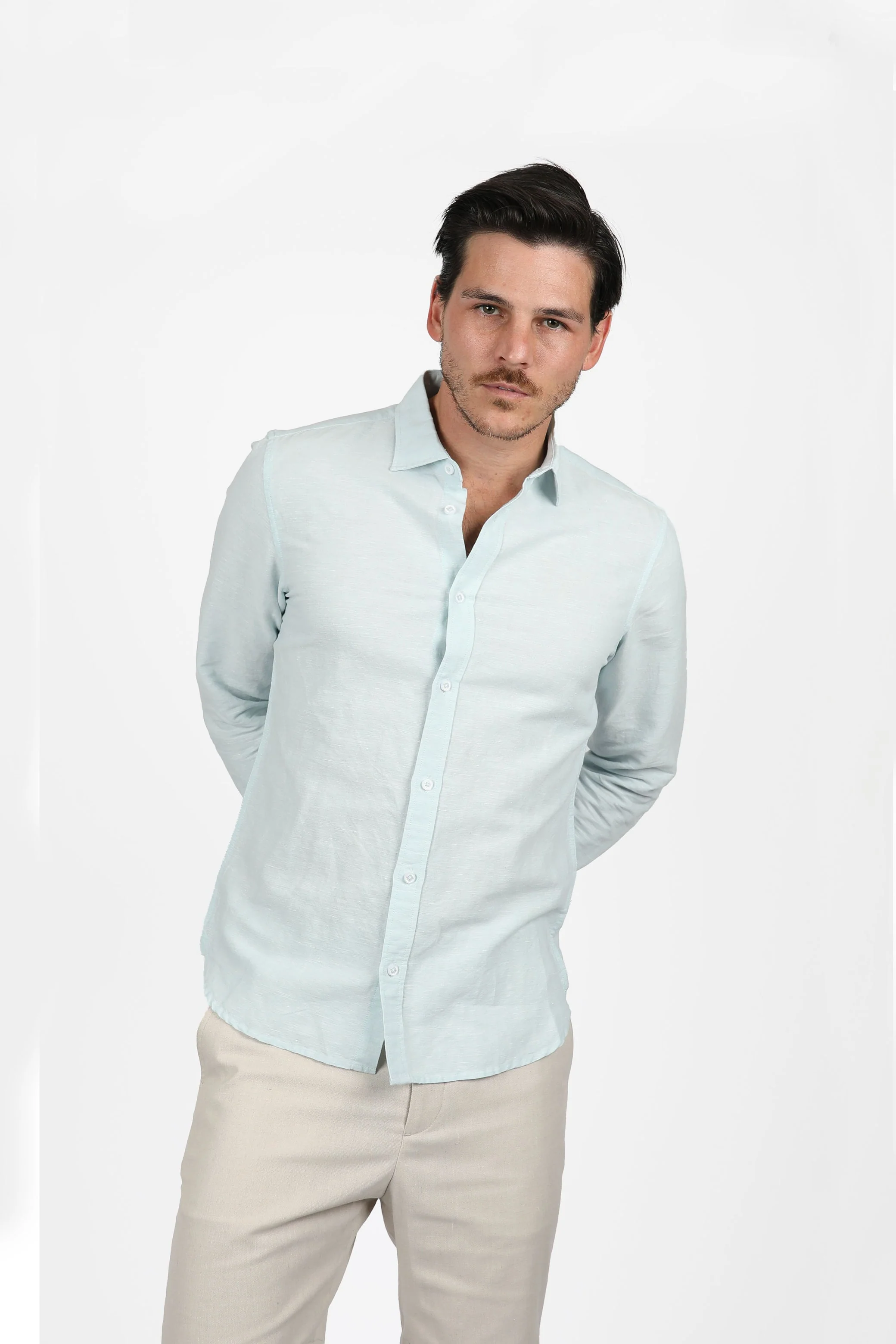 James Harper JHS554 Long Sleeve Shirt - Ice Blue - Image 4